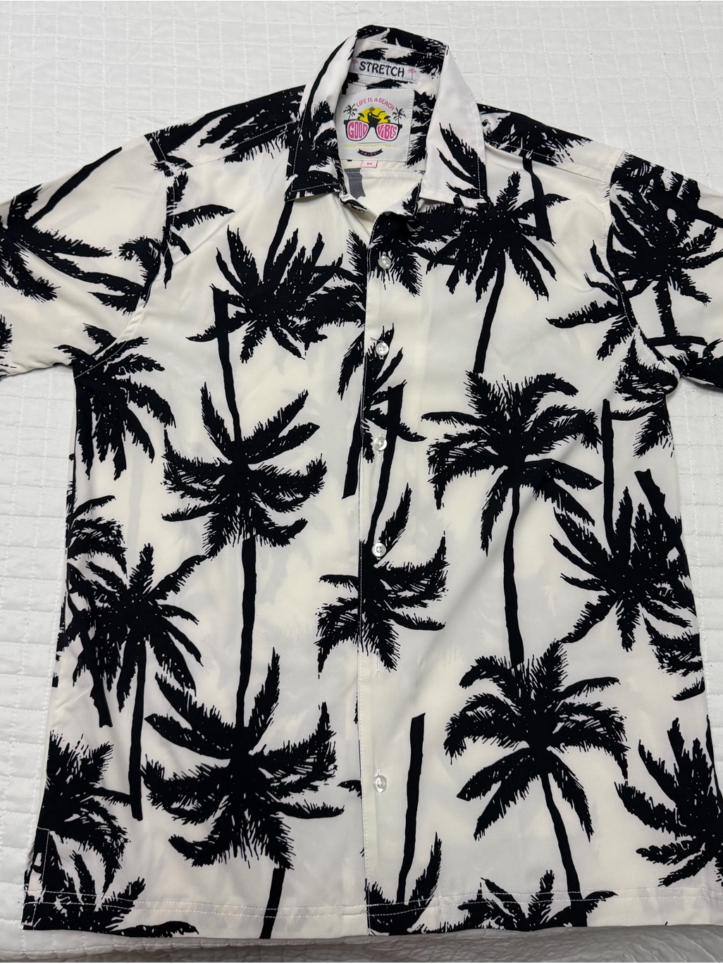 Good Vibes Palm Tree Hawaiian Shirt Size M